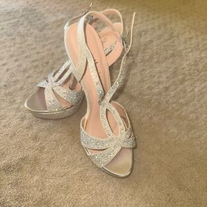 Cathy Jean Glittering Silver Heels